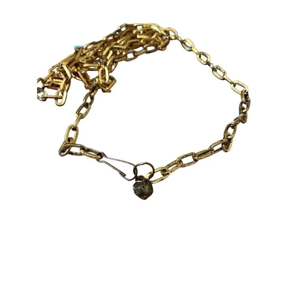 Womens Large XL Chain Link Gold Tone Metal Waist Chain Belt Adjustable 47 In